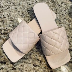 Cream quilted sandals